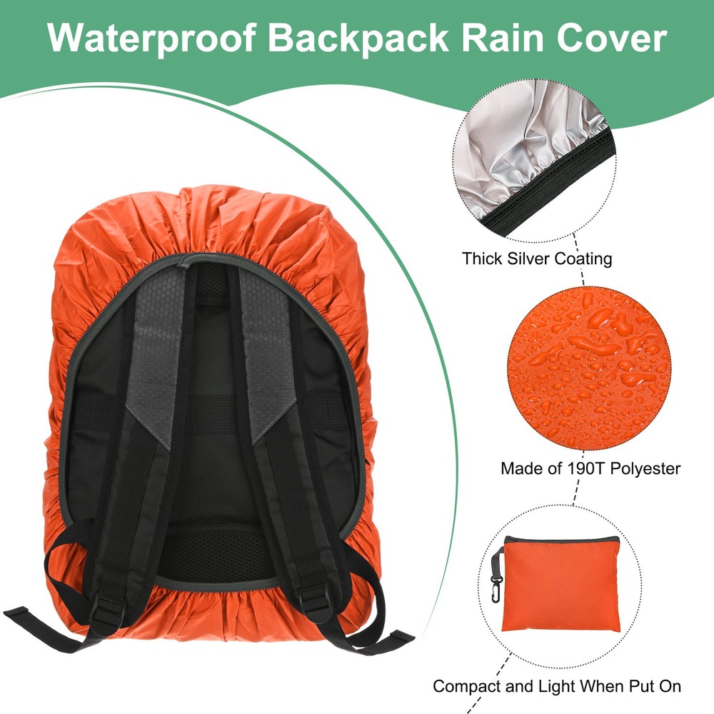 Waterproof Backpack Rain Cover, 30L-40L Backpack Cover [Orange]