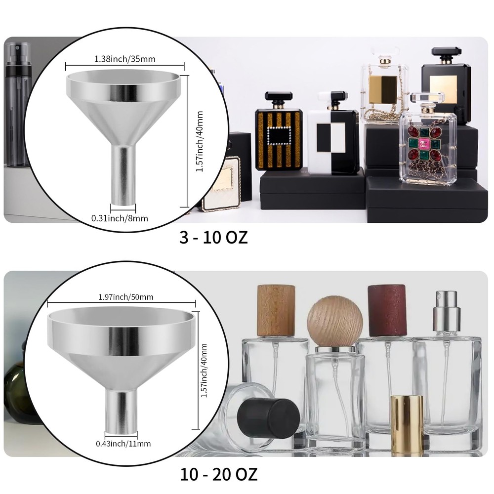 Small Metal Funnels Mini Funnel 8 Size Tiny Bottle Funnel, Miniature Atomizer...