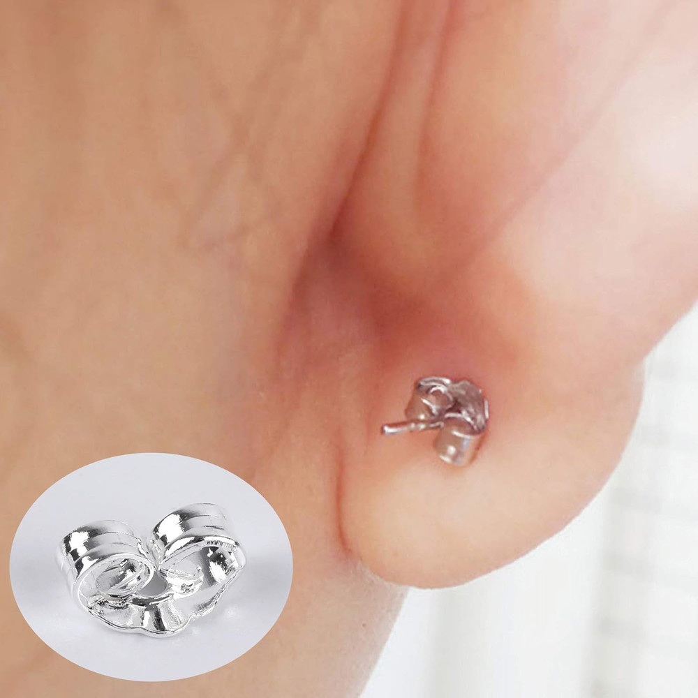 30Pcs/15 Pairs 925 Sterling Silver Earring Backs Replacement Secure Ear Lockings
