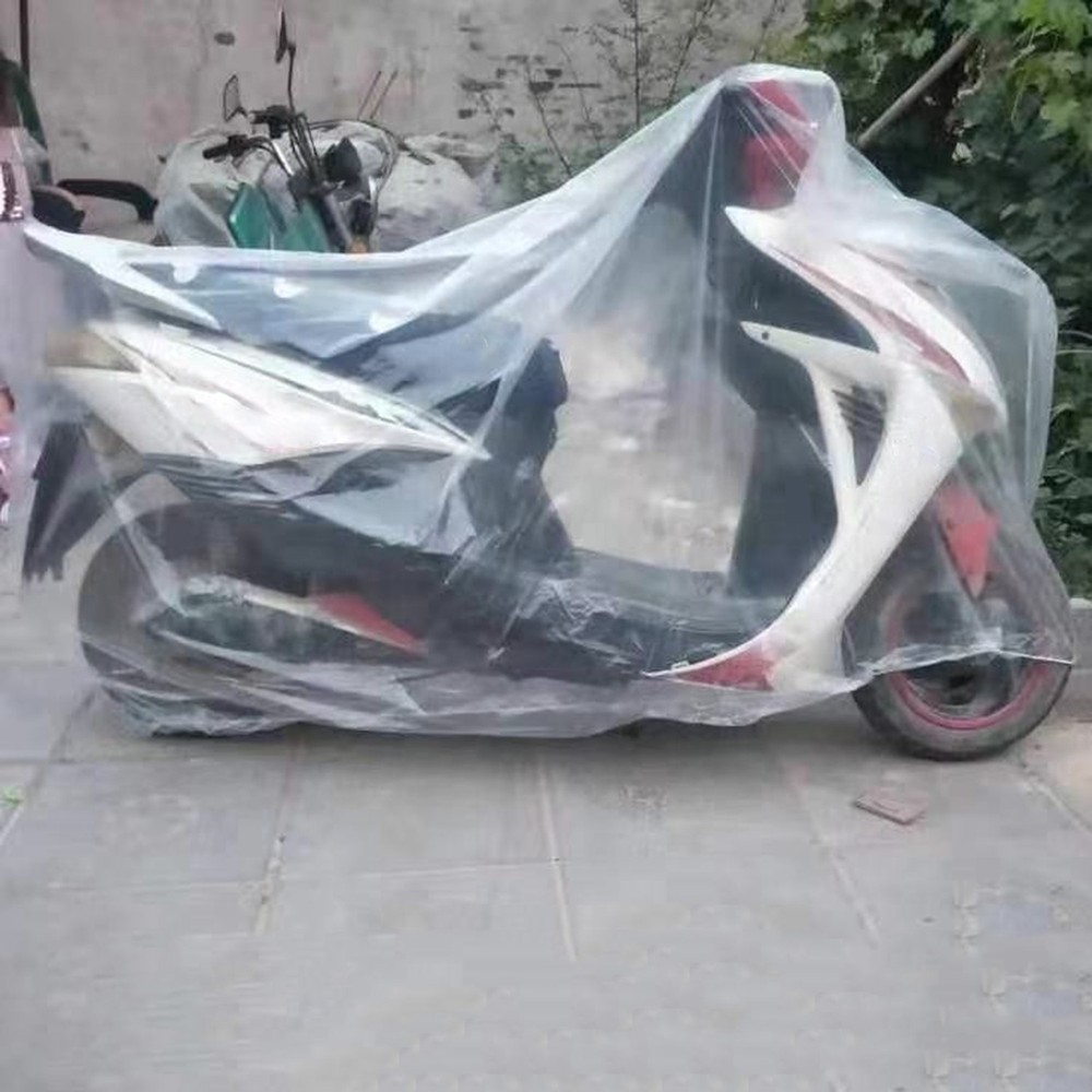 Motorcycle Cover Protective Transparent Elastic Band Disposable Rain Dust Cover