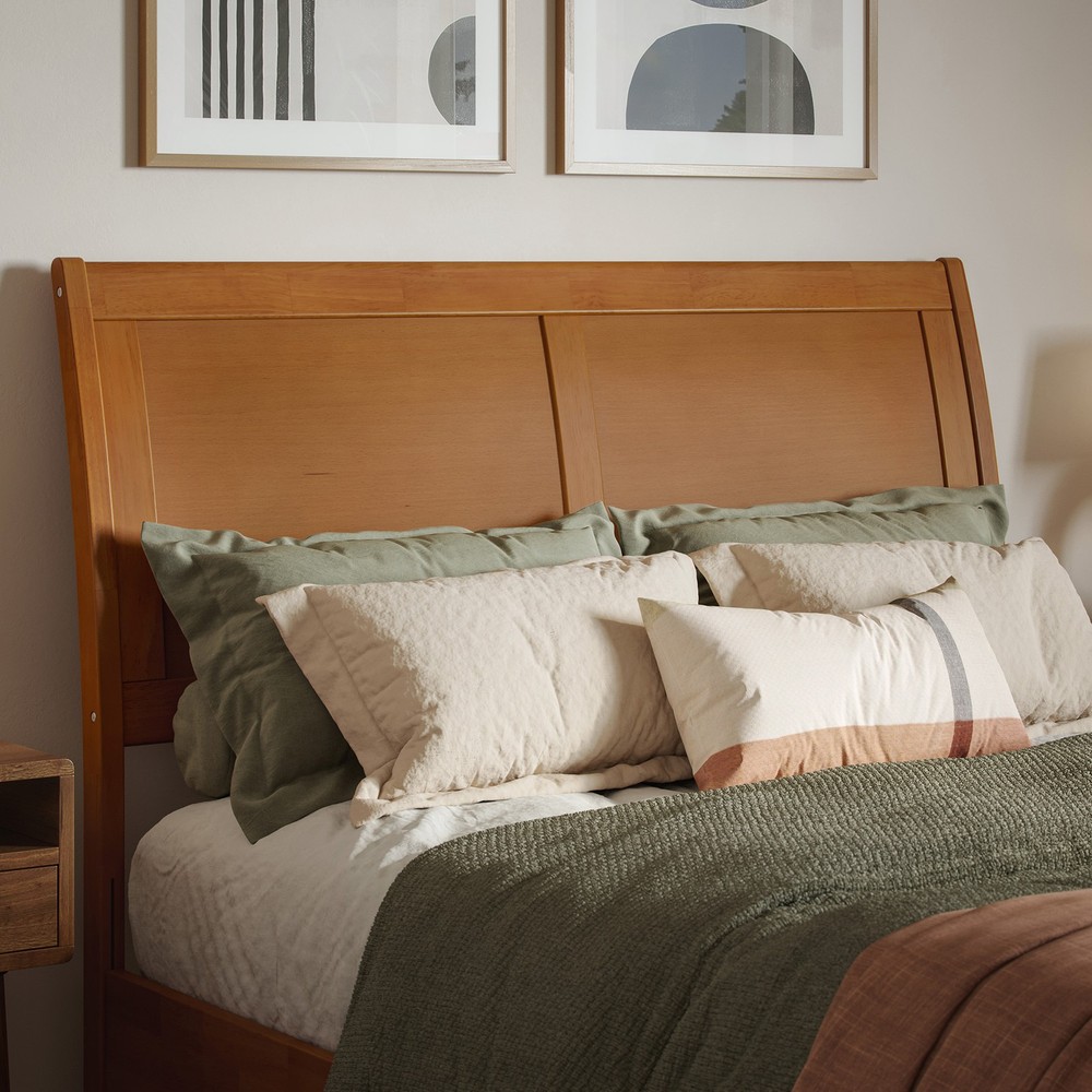 AFI Portland Full Sleigh Solid Wood Panel Headboard in Light Toffee