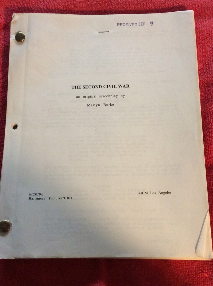 ORIGINAL SCRIPT THE SECOND CIVIL WAR BEAU BRIDGES JAMES EARL JONES PHIL HARTMAN