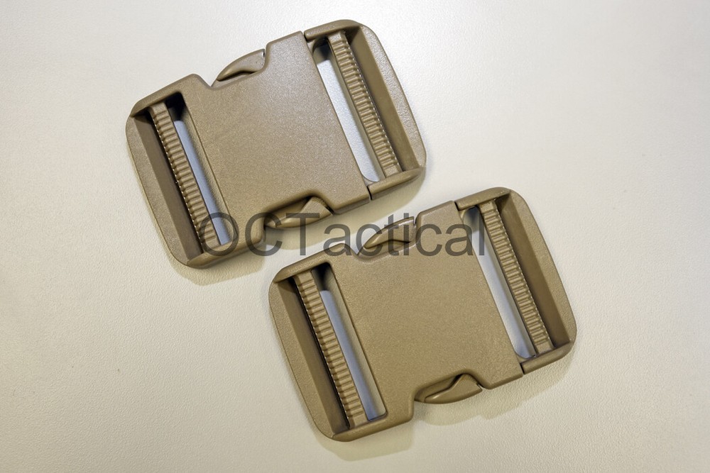 Duraflex 2" Tan Dual Adjust Lock Monster Side Release Buckles (2Pack)
