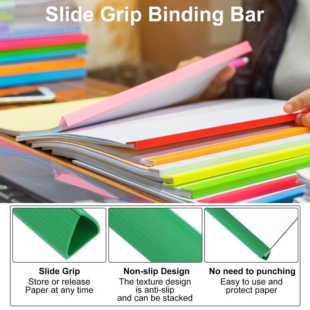 30Pcs 13x15mm Binding Bars, 120 Sheets Capacity, Green