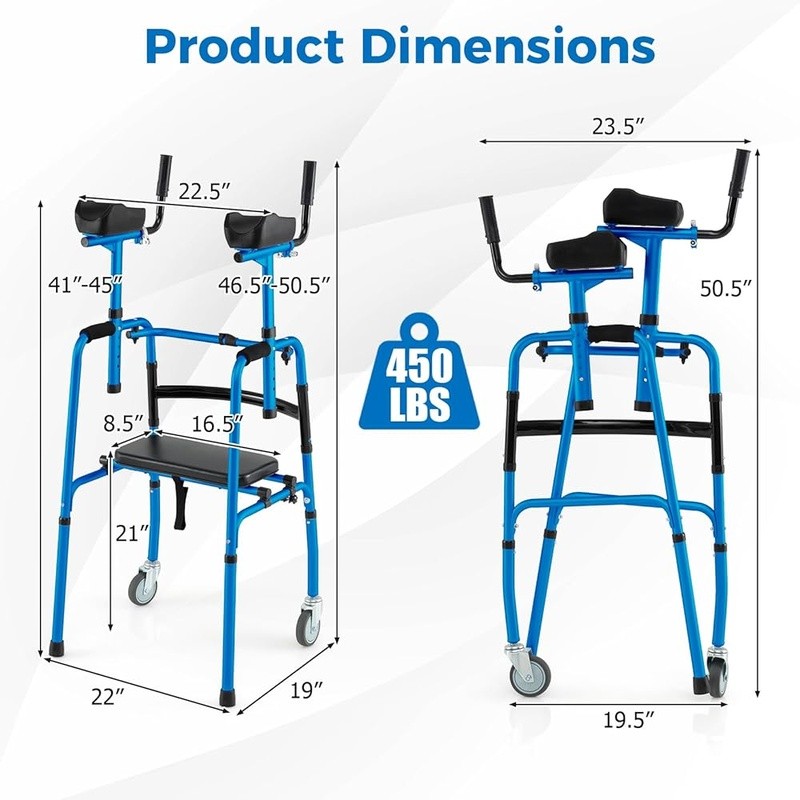 Foldable Portable Rolling Walker Adjustable Height Aluminum Mobility Aid New