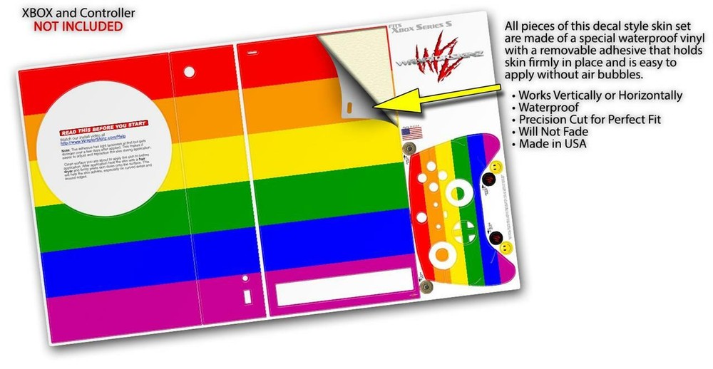 Skins XBOX Series S Console Controller Rainbow Stripes