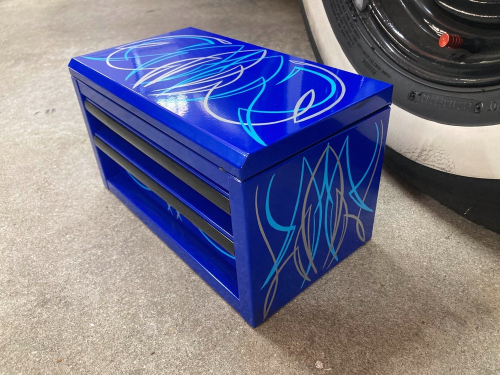 Blue Mini Toolbox Hot Rod Pinstripes