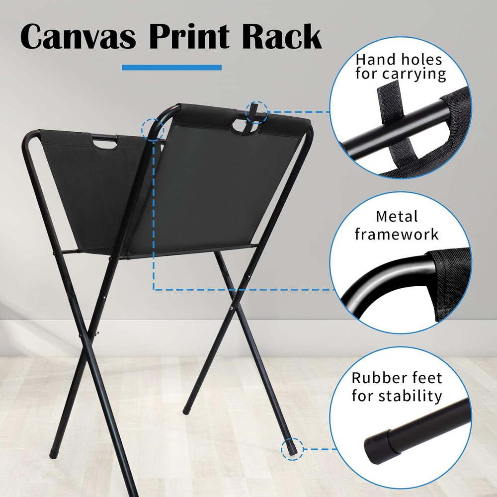 Small Canvas Print Rack - Portable Folding Art Display Rack for Posters, Artwork