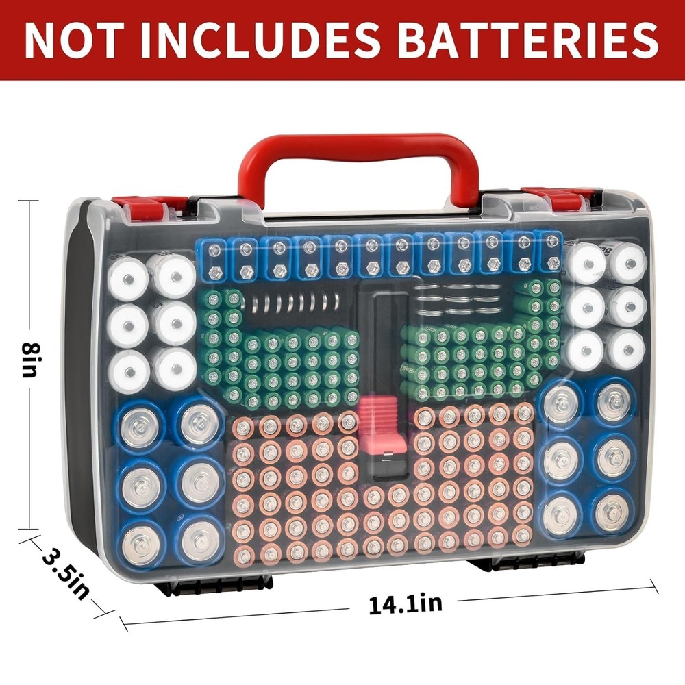 269-Count Double-Sided Battery Storage Case & Testing Kit - Modern Black Finish