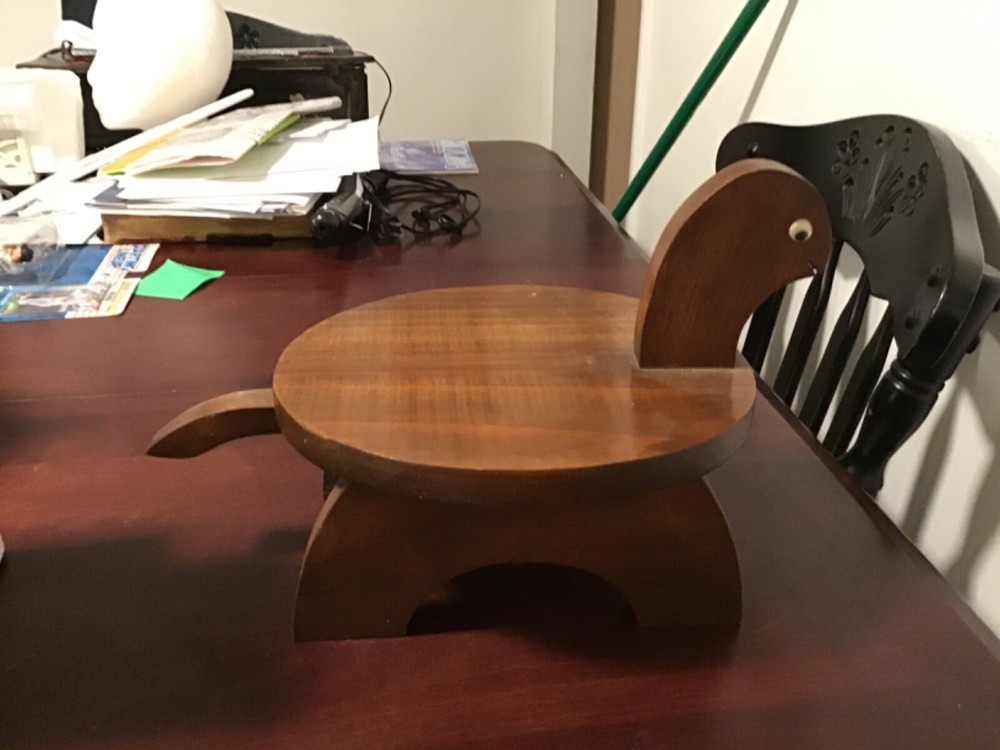 Vintage Small Wooden Turtle Stool