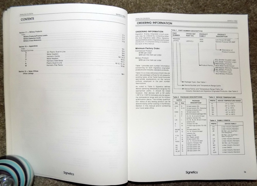 1982 Signetics Analog Data Manual Book Free Shipping