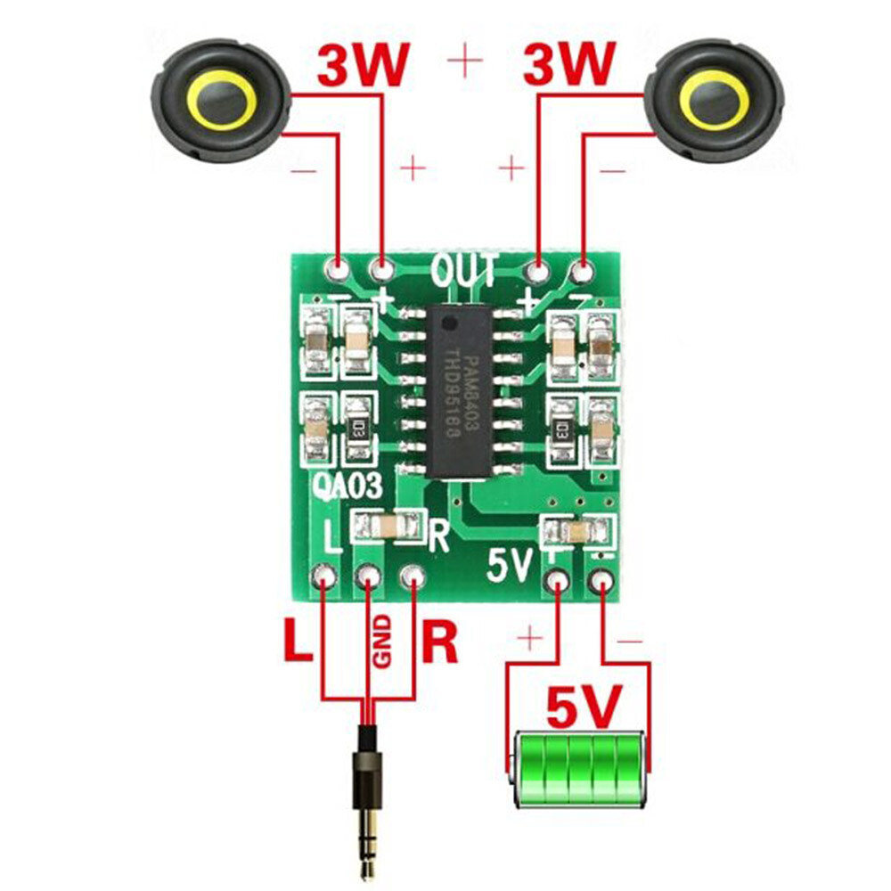 5pcs PAM8403 Mini 2 Channel 3W Class D Stereo Audio Power Amplifier Module Board