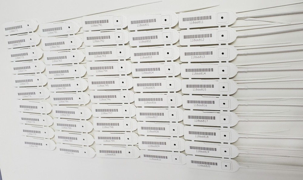 Plastic Security Cable Seals 50 Pack Barcode Tags Tamper Proof Inventory White S
