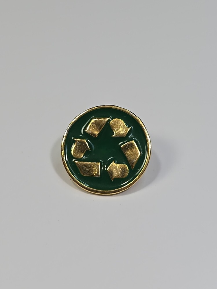 Recycle Symbol Green Background Lapel Pin