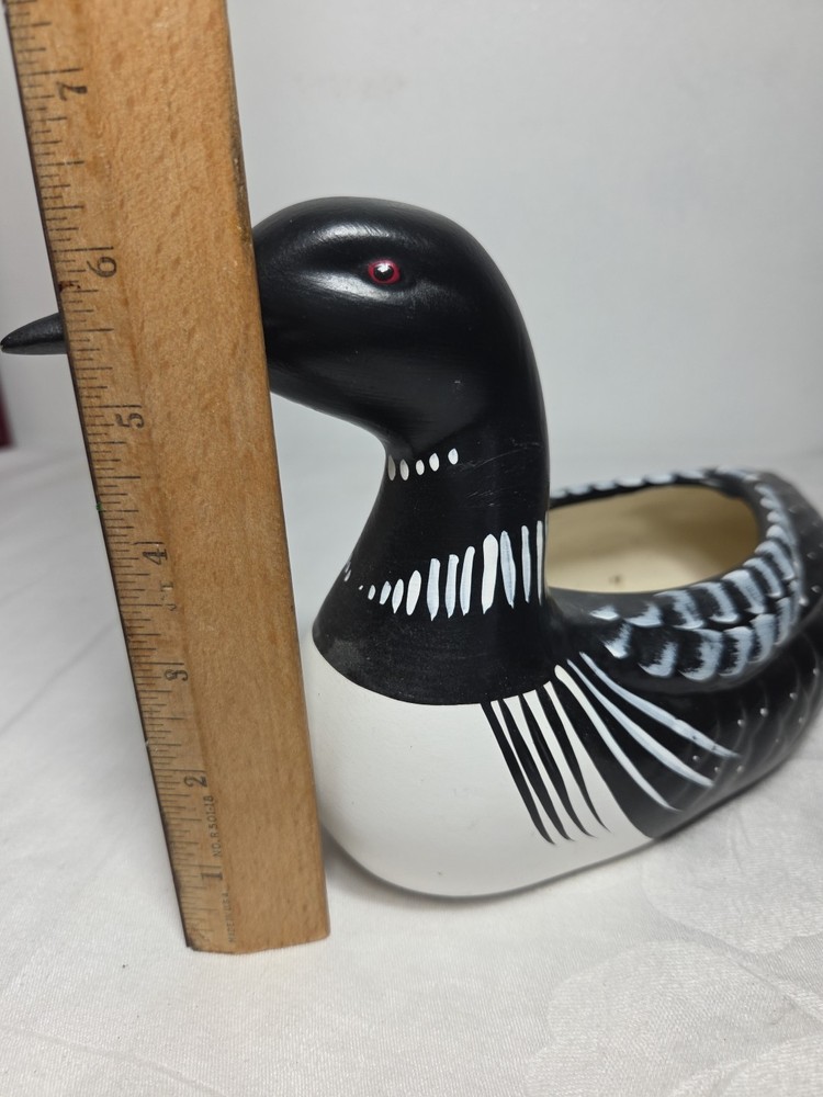Beautiful 12" Hand Painted Vintage Loon Planter