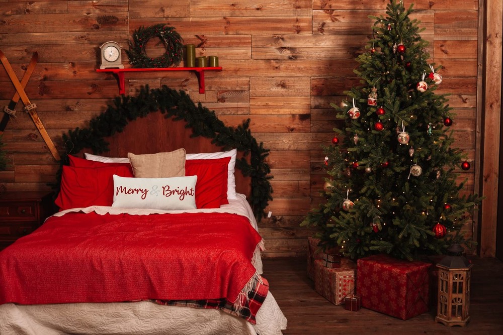 Nice Merry and Bright Christmas Decor Cotton Burlap Decorative Rectangle Thro...