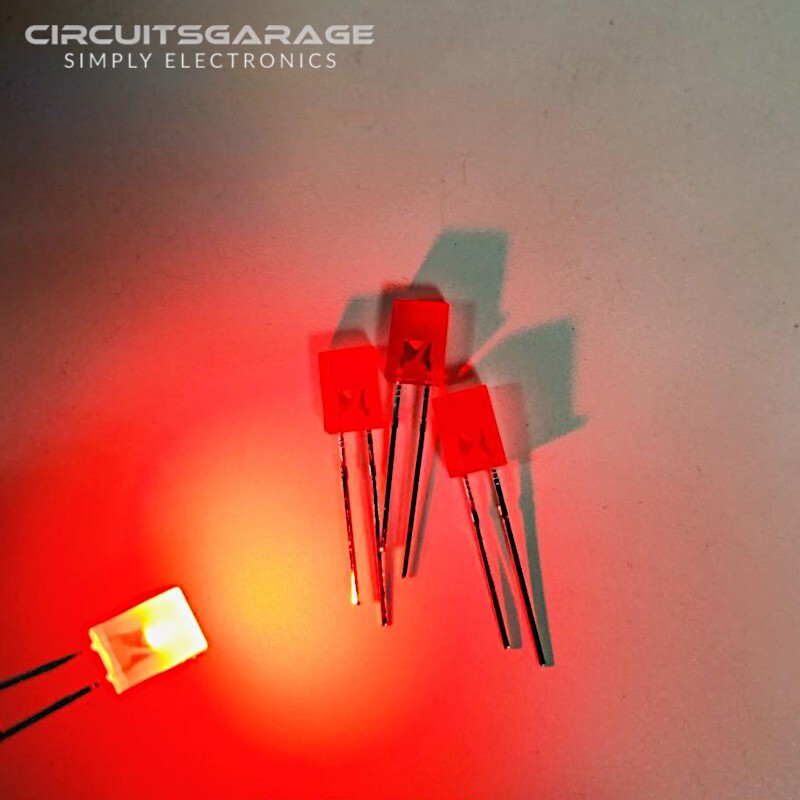 50 x 2x5x7 mm Colored Bright Red Rectangle LED Light Emitting Diode Bulb - USA