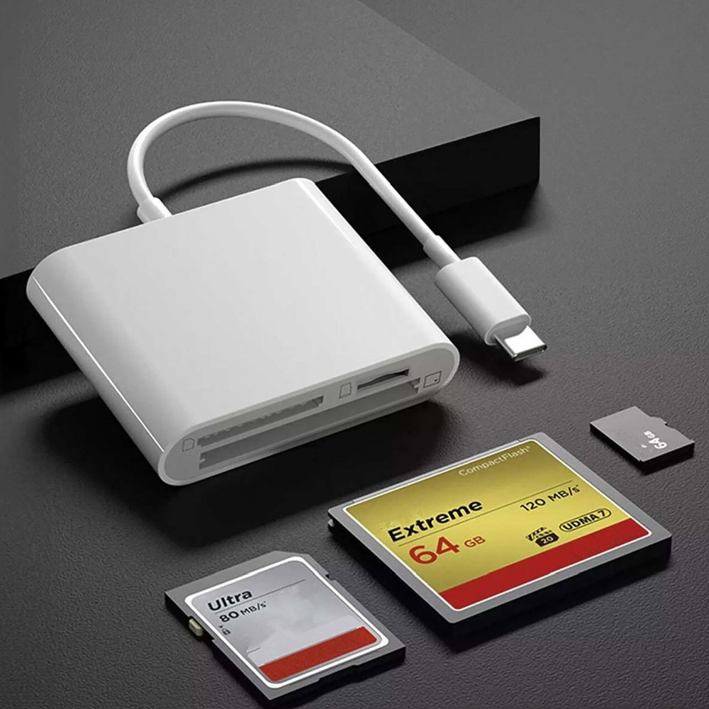 Type-C to CF SD MicroSD Card Reader Adapter Plug Play for Smartphone iPad Mac