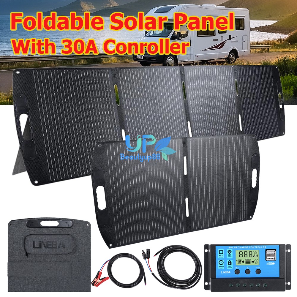 100W 200W Foldable Off Grid Solar Panel with Kickstand & Controller For Camping