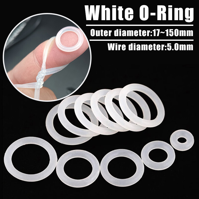 Food Grade O-Ring 5.0 mm Cross Section Clear Silicone Rubber O Rings O.D 17~150m