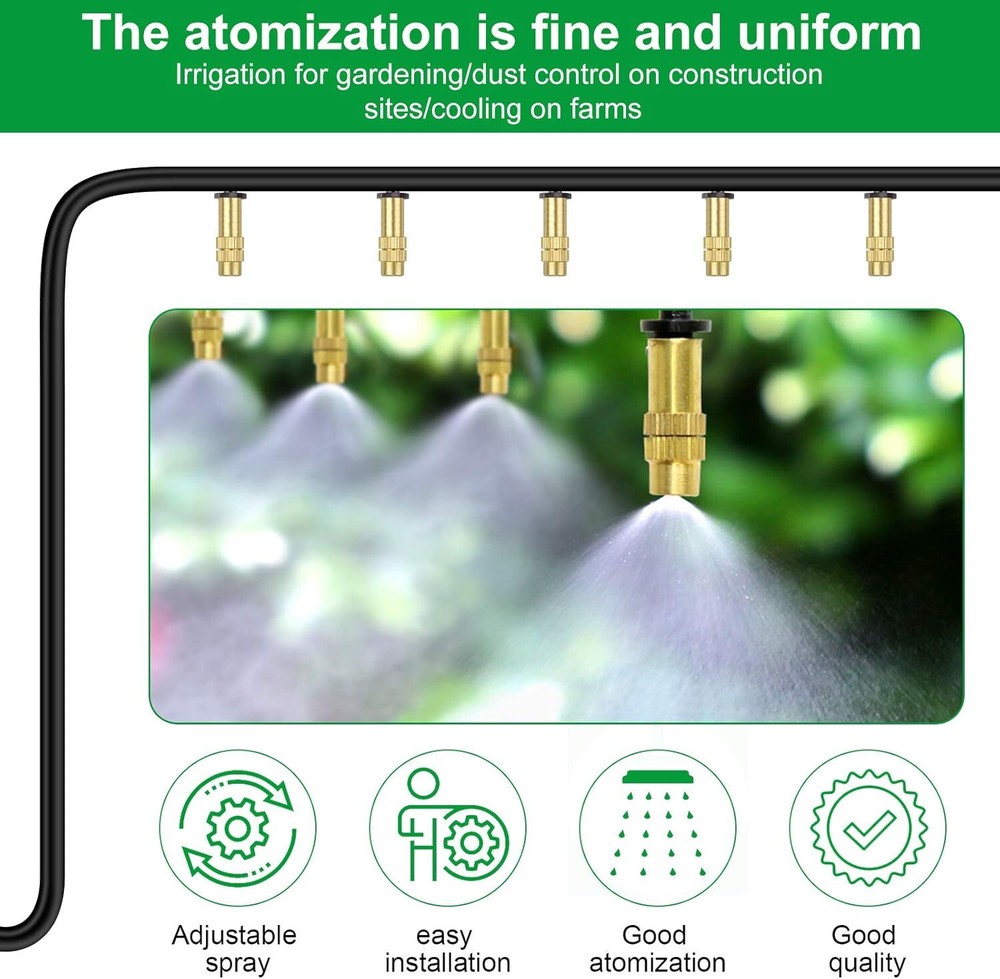 30PCS 1/4" Adjustable Copper Atomizing Nozzle Drip Irrigation Sprayer 4/7Mm Ato
