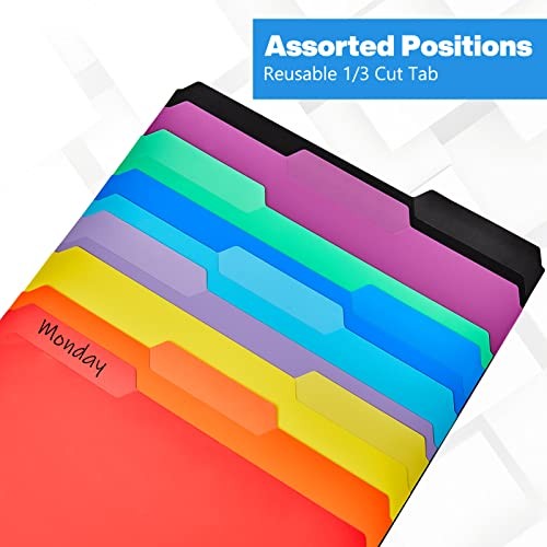 Plastic Colored File Folders, Letter Size Polypropylene Vibrant Colors 18 Pack