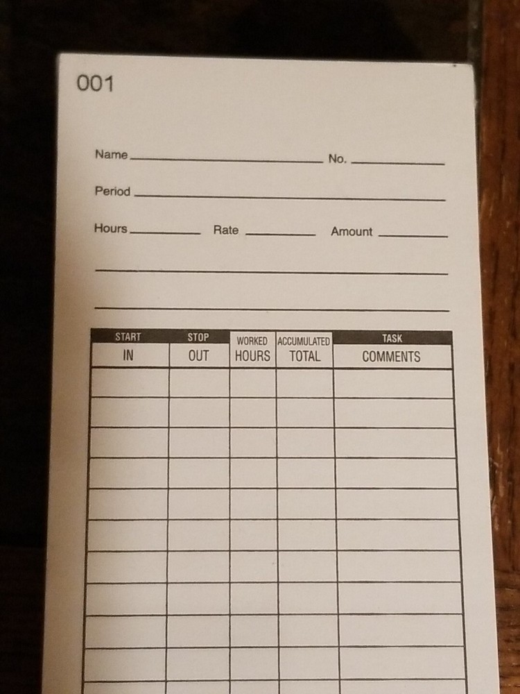 Lathem® Time Time Card for Lathem Model 7000E, Numbered 1-100