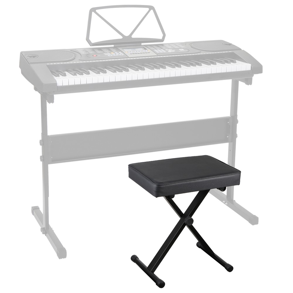 Adjustable Piano Keyboard Bench Padded Stool Seats X-Style Foldable Bench Black