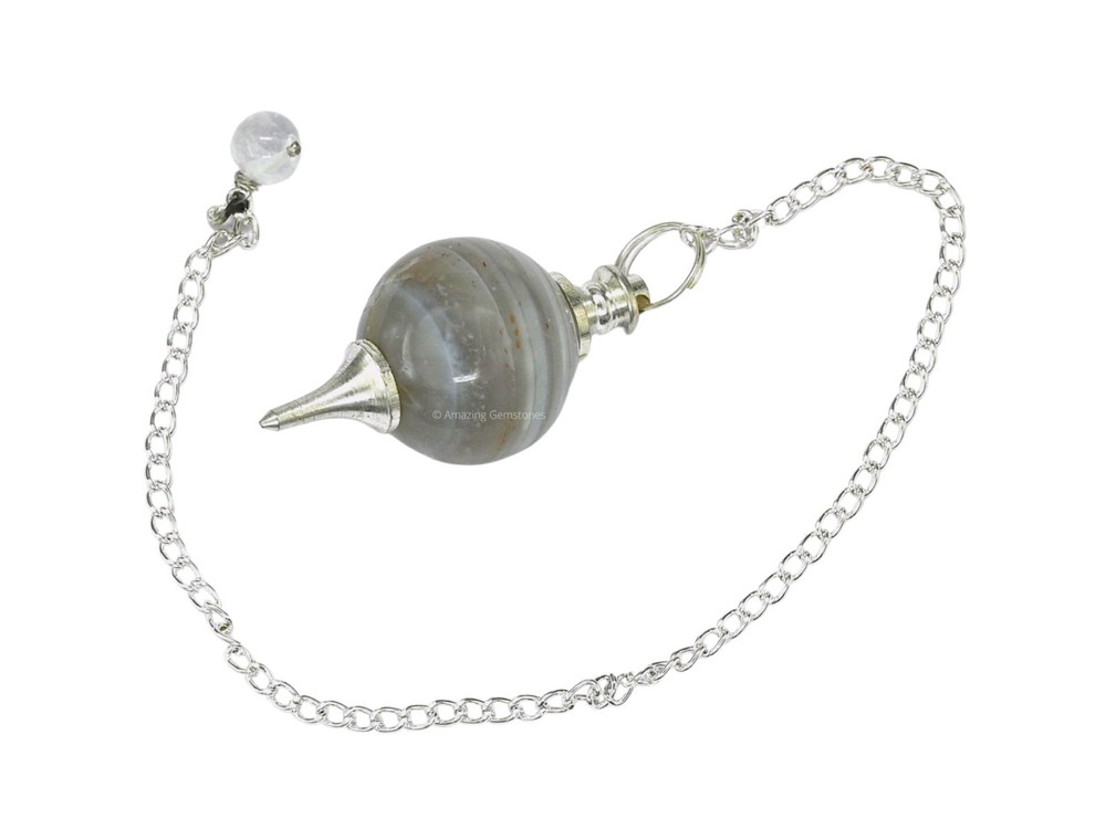 Lace Agate Dowsing Crystal Ball Pendulum