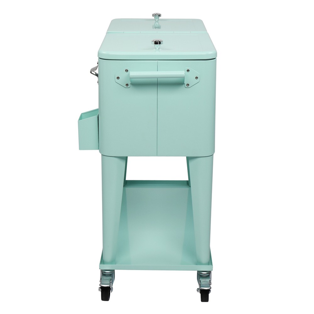 Rectangular Plastic Frozen Insulation Cart, Mint Green, Portable Cooler
