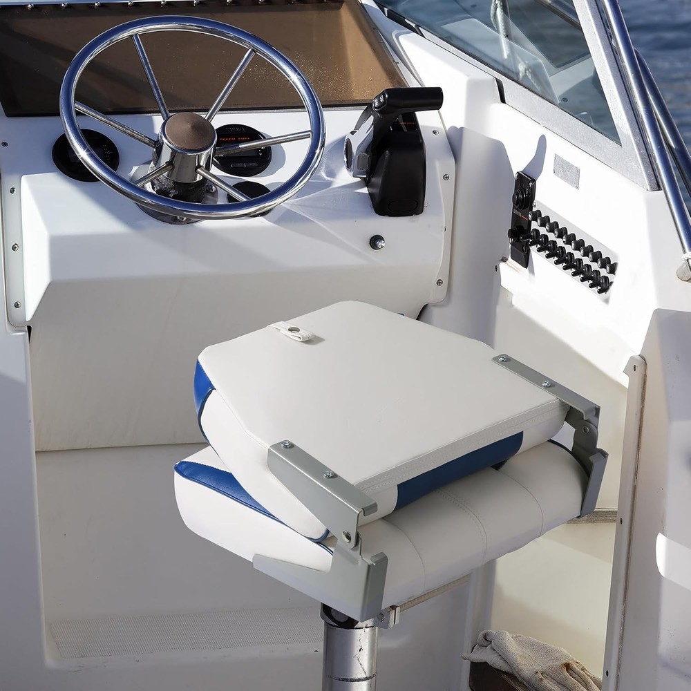 2 Pack Low Back Folding Boat Seats Chairs with Thickened Sponge Padding & Hinges