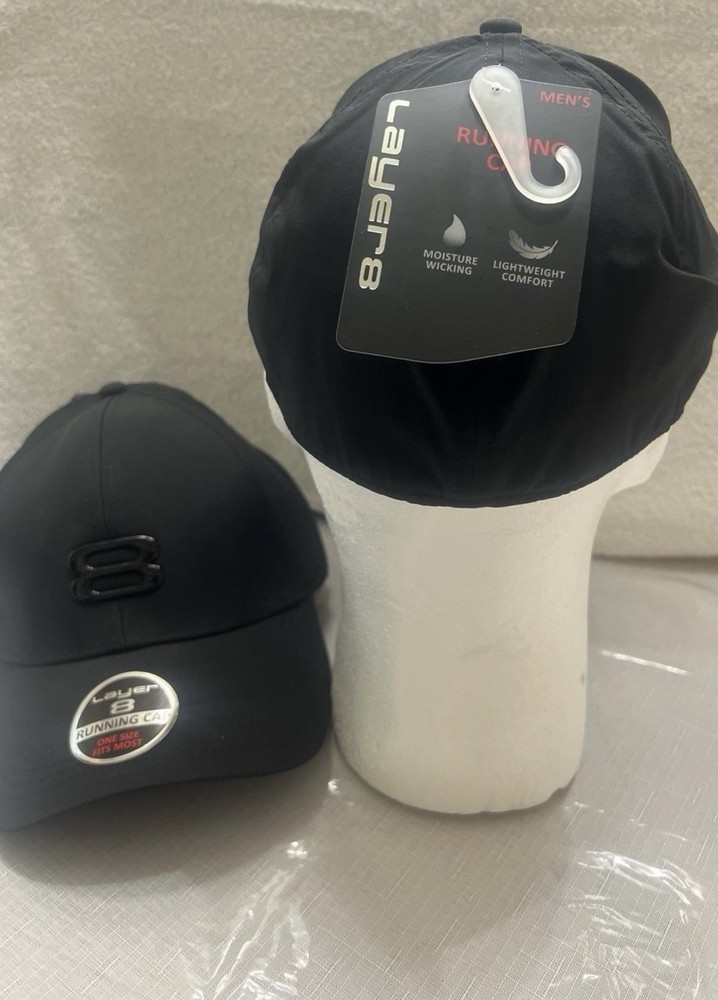 Layer 8 Running Hat NEW One Size Fits Most Black