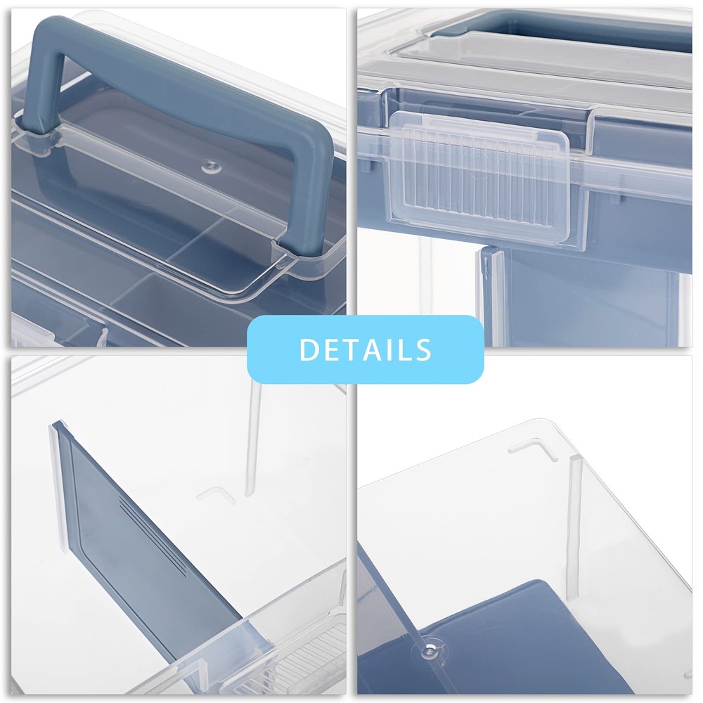 2 Layer Clear Plastic Dividing Storage Box with Removable Tray Multipurpose