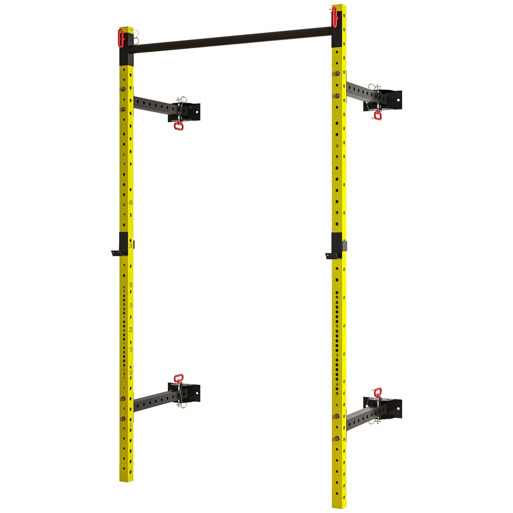 Folding Squat Rack with Pull Up Bar, 1000 Pounds Capacity, Yellow