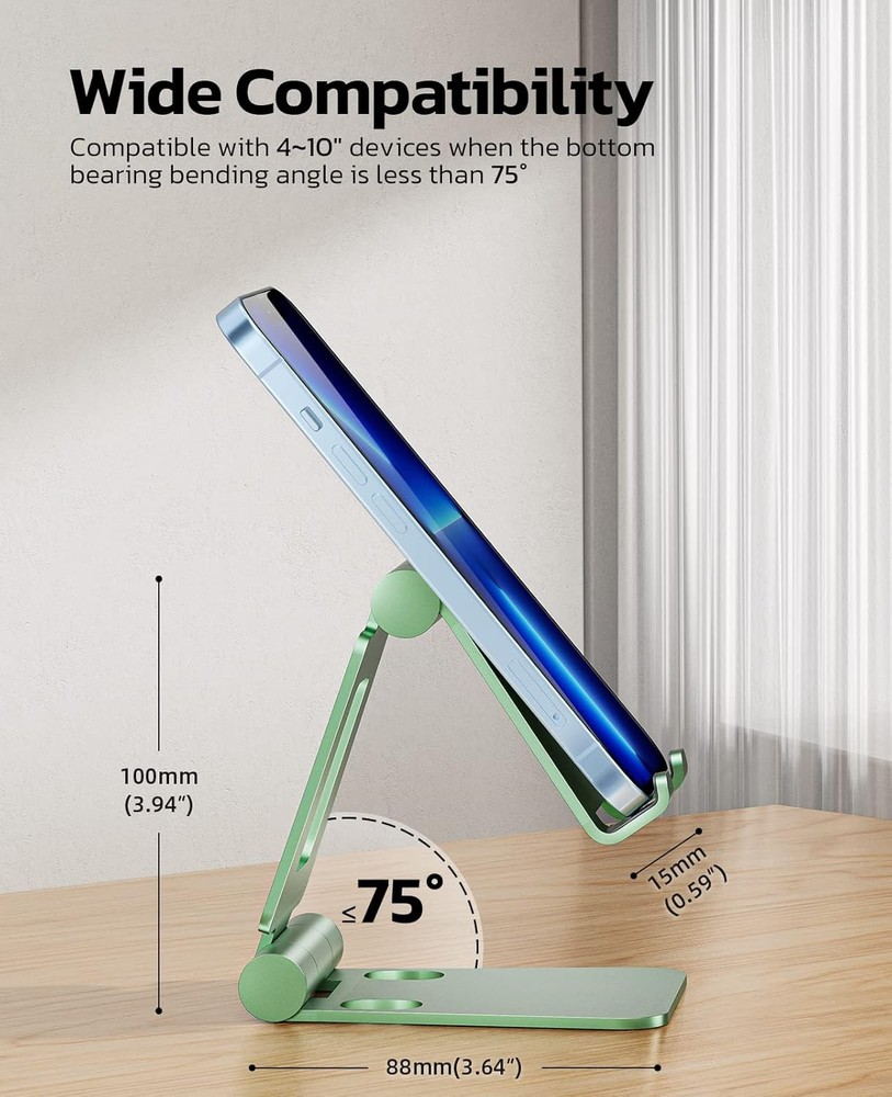 Nulaxy Dual Folding Cell Phone Stand, Fully Adjustable Foldable - Green
