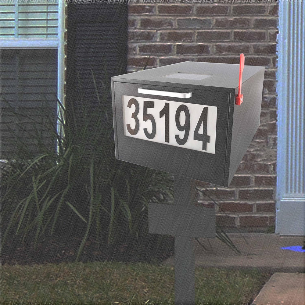Large Capacity Black Solar Post Mount Mailbox with Night Illumination