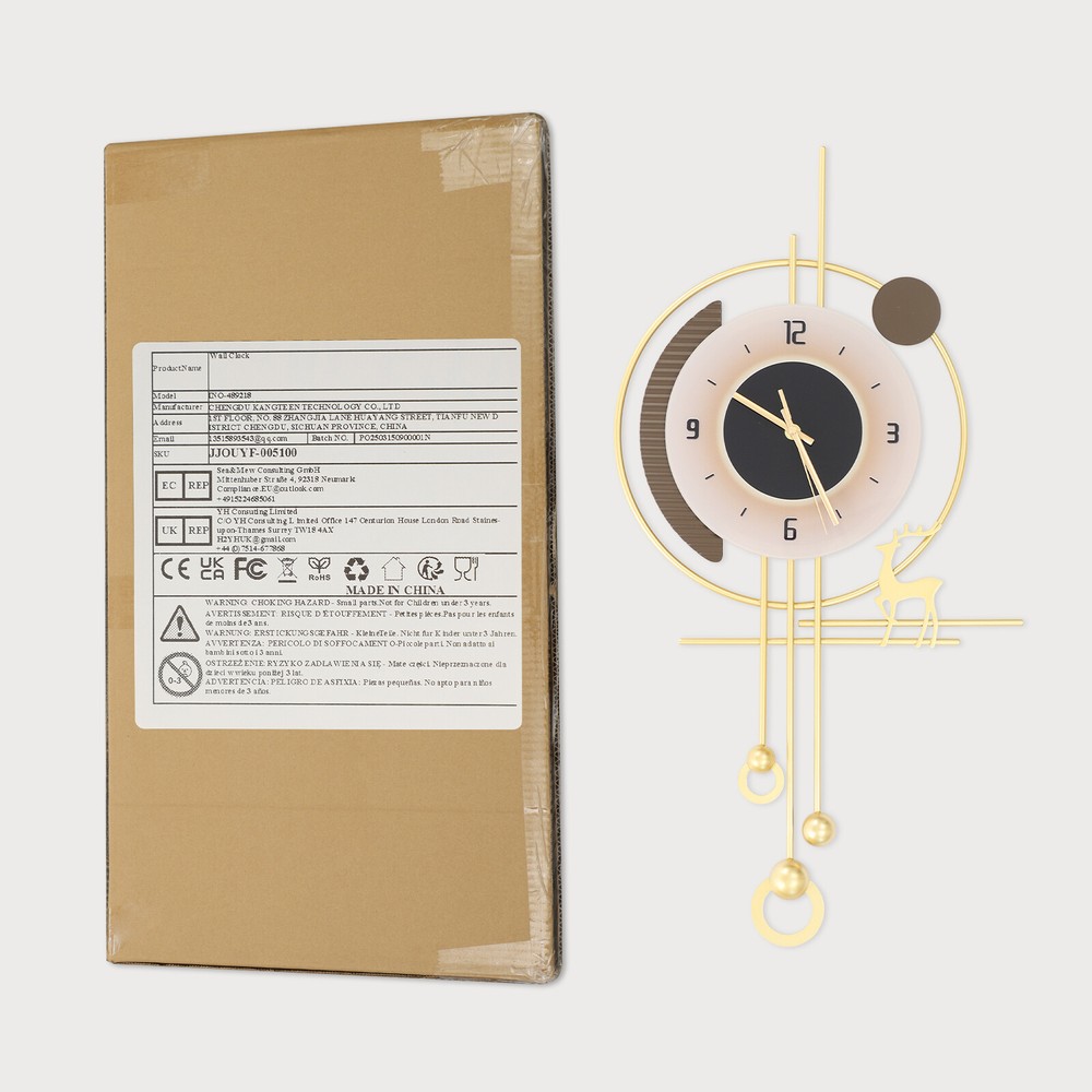 Modern Wall Clock, LED Lighting Wall Clock, Large Gold Decorative Wall Clock