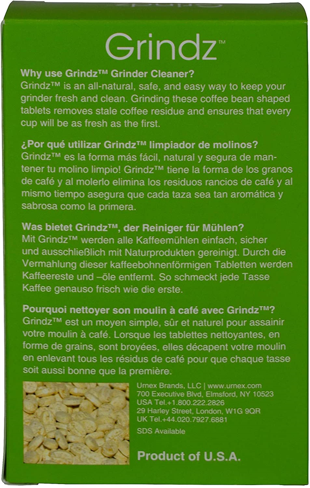Urnex Grindz Professional Coffee Grinder Cleaning Tablets, 3 Single Use Packets