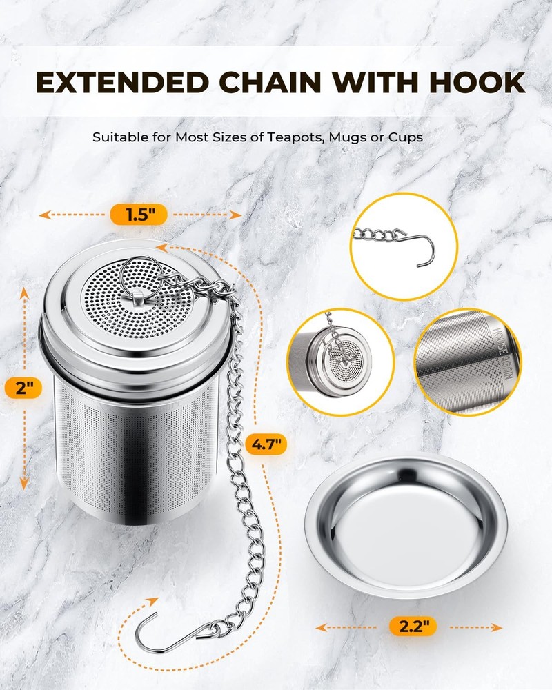 House Again Tea Infuser, Extra Fine Mesh Strainers for Small x 1, Silver