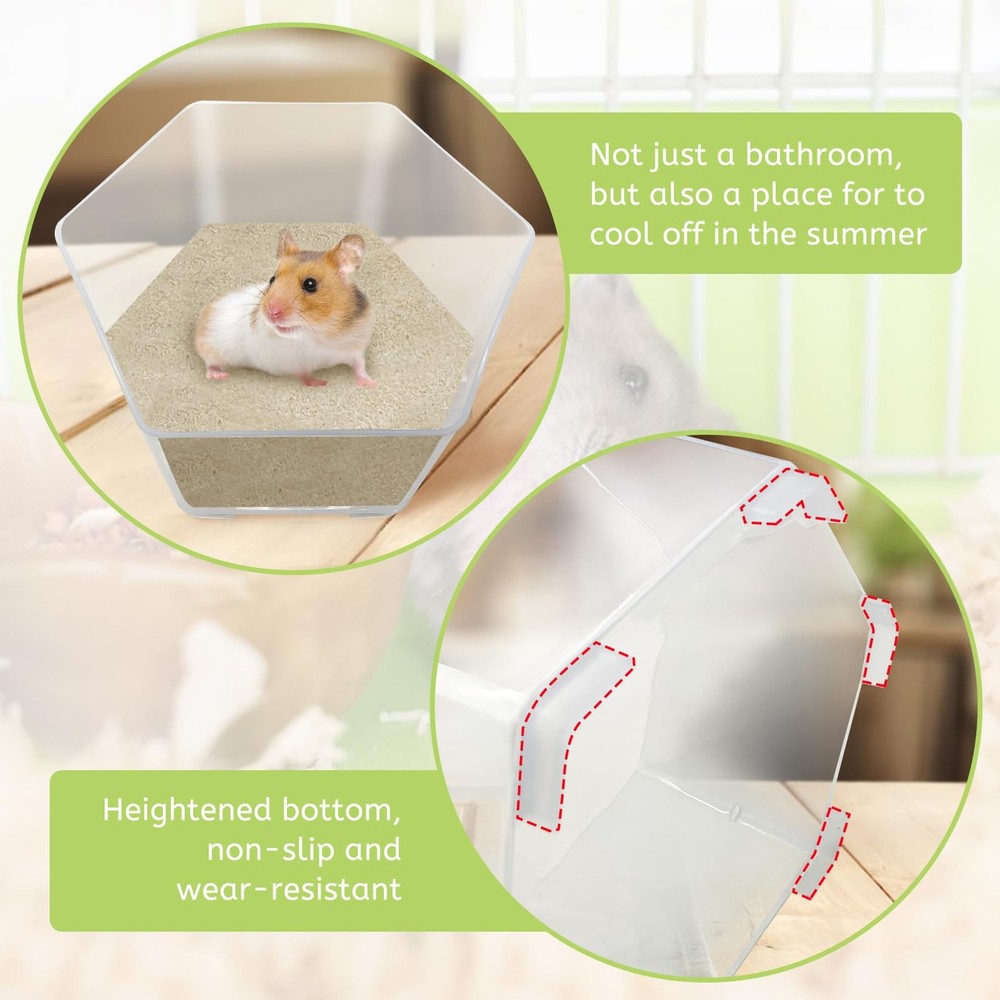 Hamster Sand Bath Box Transparent Gerbil Digging Sand Container Acrylic Small...