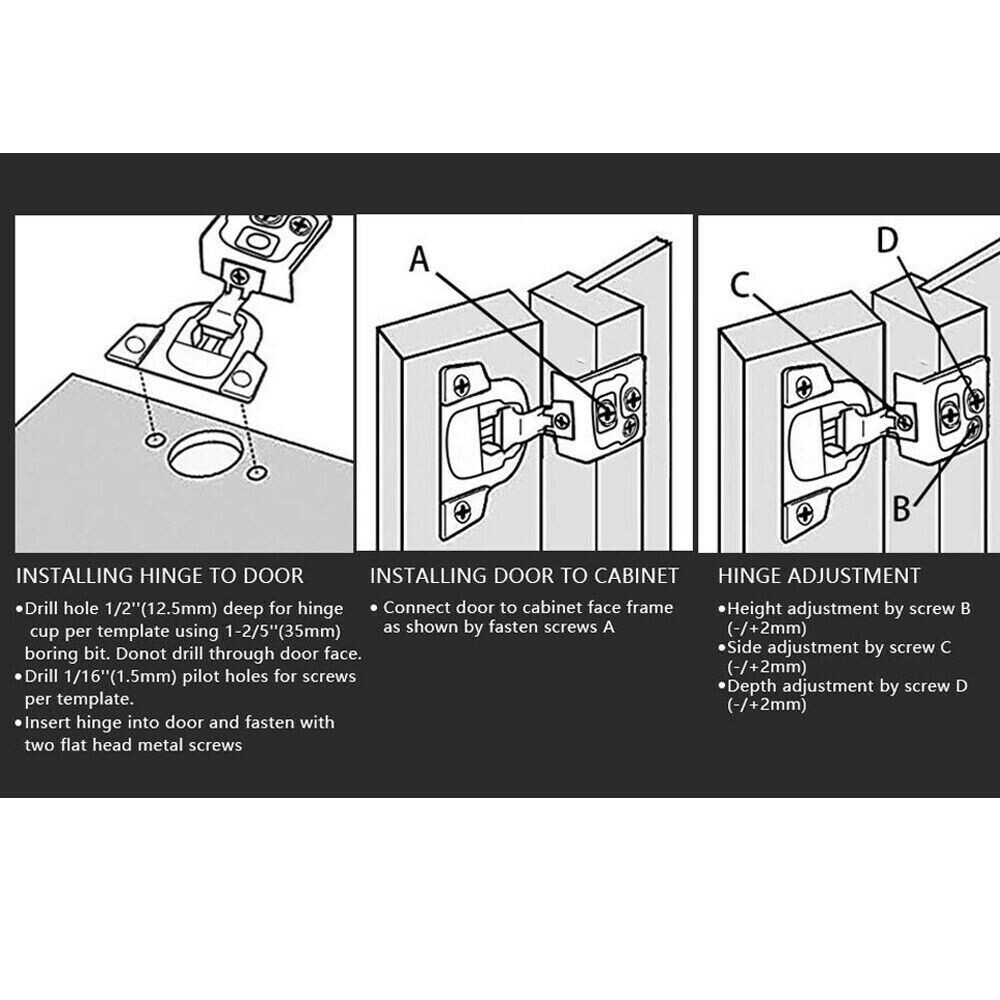 20Pack Compact Concealed Kitchen Cabinet Door Hinge 105° Close 1/2"Overlay