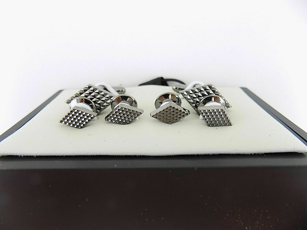 Gray Textured Diamond Stud and Cufflink Set MSRP $100