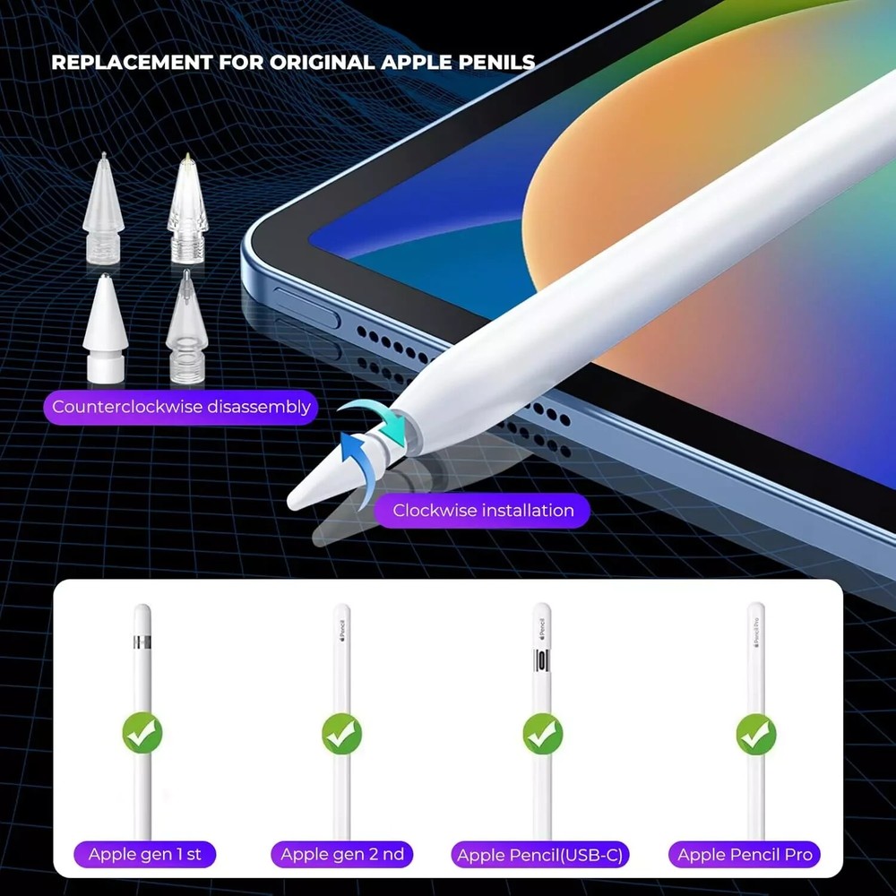 4Pack Upgraded Pencil Tips For Apple Pencil Pro, Replacement Pencil Tips Case fo