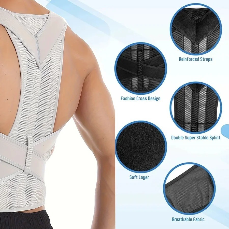 Adjustable Posture Corrector Low Back Support Shoulder Brace Belt for Men Women