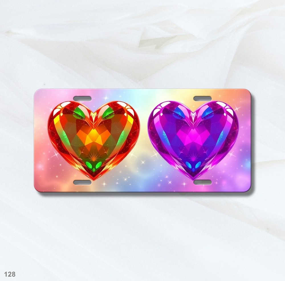 Romantic Hearts License Plate Custom Auto Tag Unique Gift