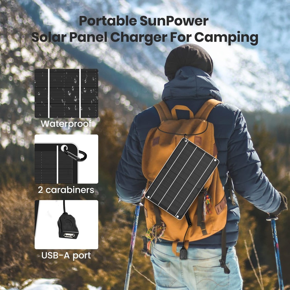 FlexSolar 6W Mini USB Solar Panel, IP67 Waterproof Monocrystalline Module DIY...