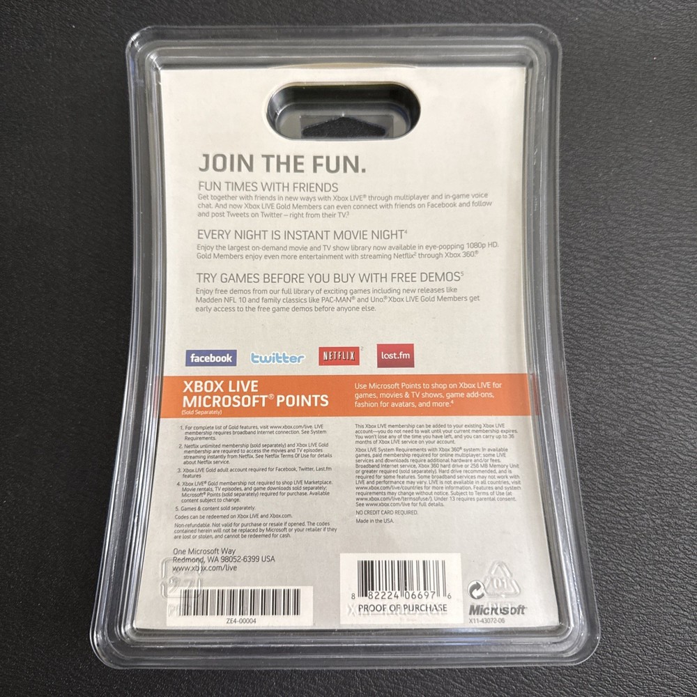 Microsoft Xbox Live 3 Month Gold Membership Card - Digital Code