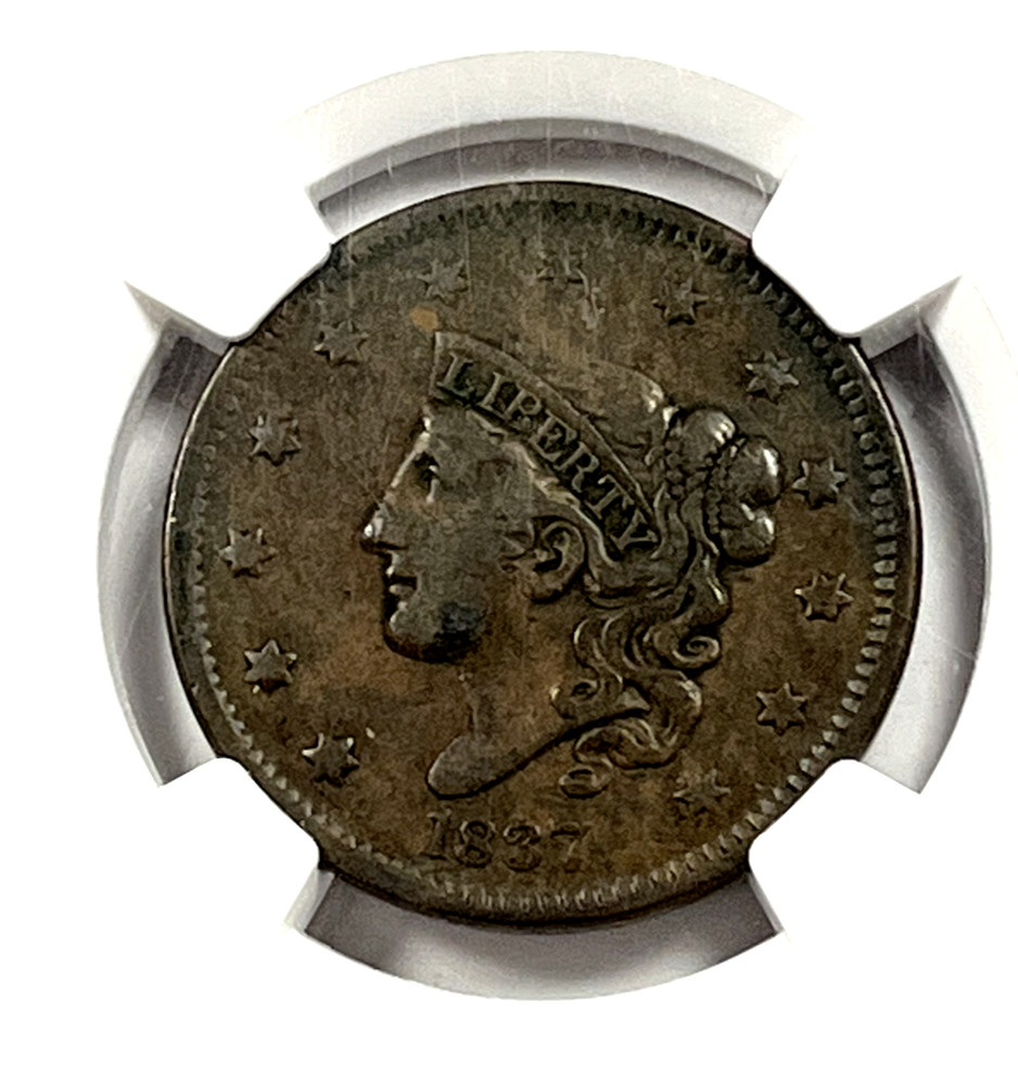 1837 Coronet Head Large Cent : NGC VF25