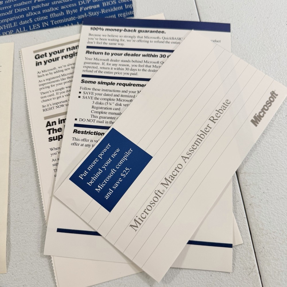 Vintage Software Microsoft Quick Basic 4.0 5.25" Diskettes