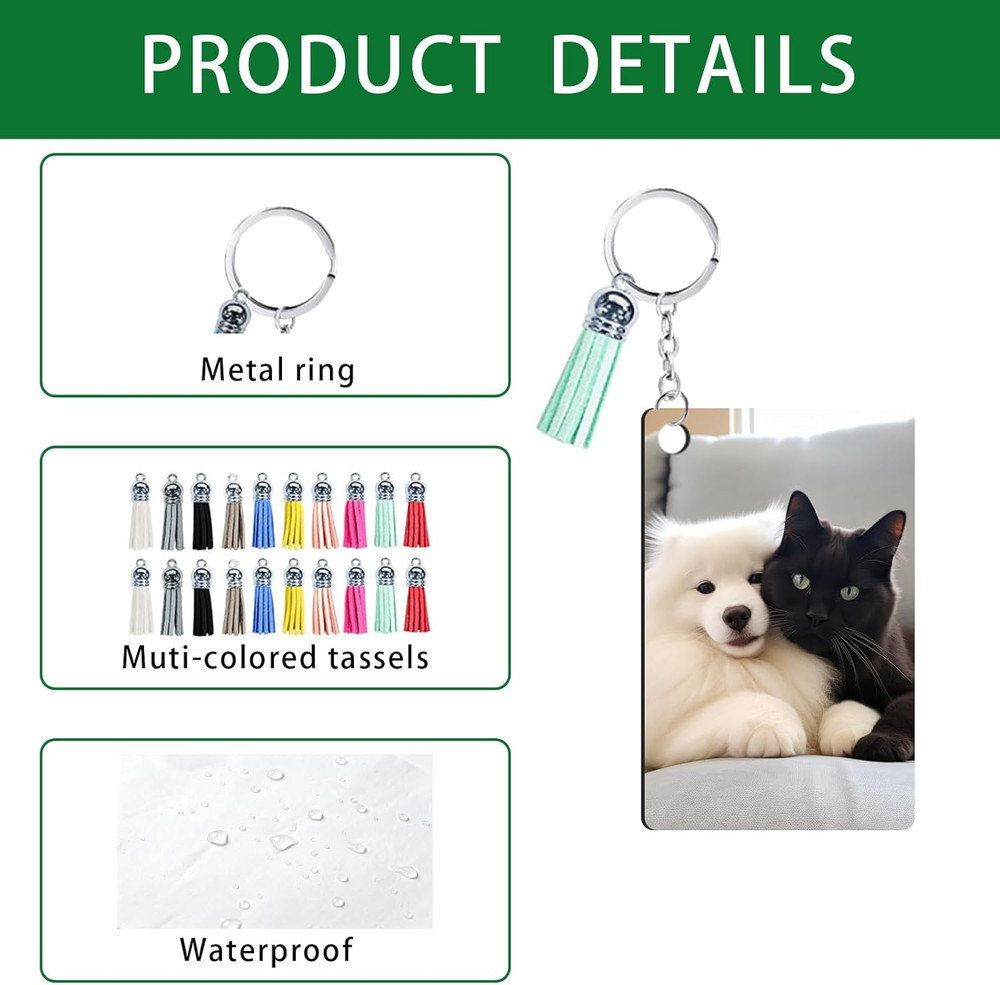 120pcs Sublimation Keychain Blanks Double Side Rectangle Round Keychains With...